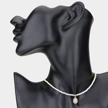 Load image into Gallery viewer, White Semi Precious Stone Pendant Beaded Necklace
