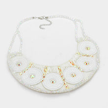 Load image into Gallery viewer, White Felt back glass bead &amp; sequin necklace
