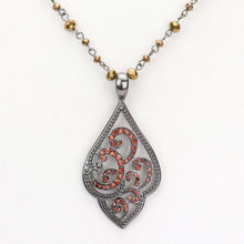 Load image into Gallery viewer, Hematite Rhinestone Embellished Metal Petal Pendant Necklace
