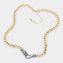 Load image into Gallery viewer, Two Tone Stone Embellished Snake Accented Necklace
