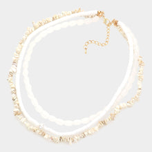 Load image into Gallery viewer, White Natural Stone Oval Heishi Beaded Triple Layered Necklace
