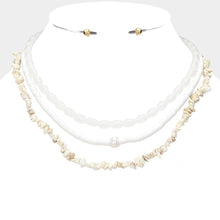 Load image into Gallery viewer, White Natural Stone Oval Heishi Beaded Triple Layered Necklace
