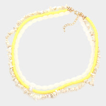 Load image into Gallery viewer, Yellow Natural Stone Oval Heishi Beaded Triple Layered Necklace
