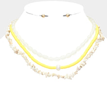 Load image into Gallery viewer, Yellow Natural Stone Oval Heishi Beaded Triple Layered Necklace
