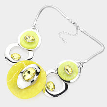 Load image into Gallery viewer, Yellow Celluloid Acetate Glass Stone Metal Statement Necklace
