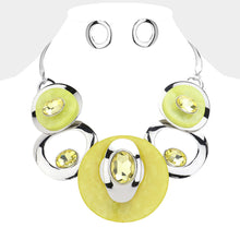 Load image into Gallery viewer, Yellow Celluloid Acetate Glass Stone Metal Statement Necklace
