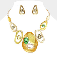 Load image into Gallery viewer, Yellow Stone Embellished Abstract Colored Metal Necklace
