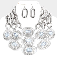 Load image into Gallery viewer, Stone Accented Lucite Link Triple Layered Bib Necklace
