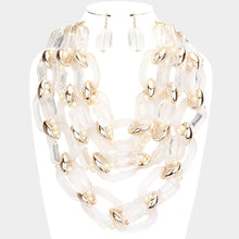 Load image into Gallery viewer, Oval Lucite Link Triple Layered Bib Necklace
