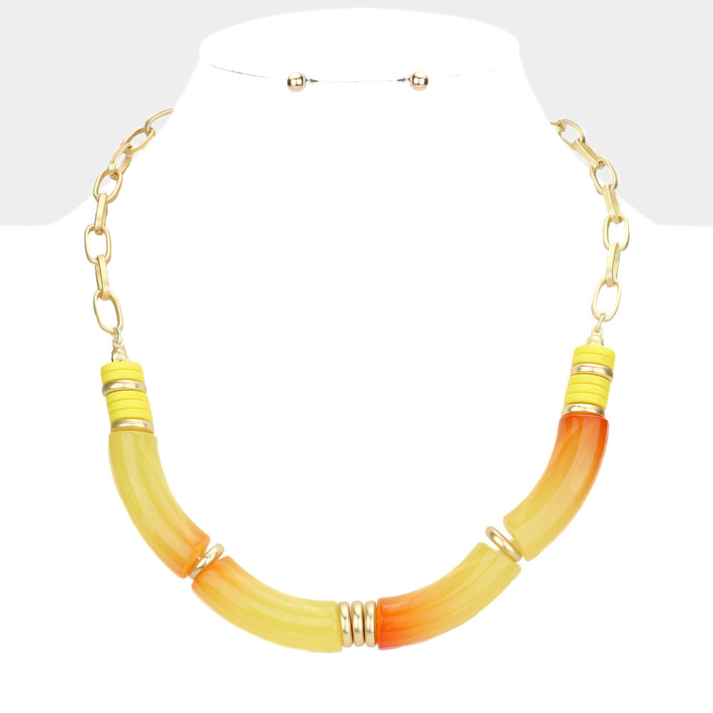 Yellow Ombre Resin Necklace