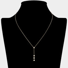 Load image into Gallery viewer, Gold Stone Bezel Pointed Brass Meatal Y Necklace
