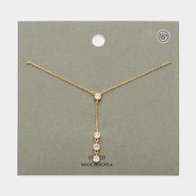 Load image into Gallery viewer, Gold Stone Bezel Pointed Brass Meatal Y Necklace
