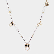 Load image into Gallery viewer, White Owl &amp; Crescent Pearl Beaded String Necklace
