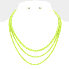 Load image into Gallery viewer, Yellow Colored Metal Chain Triple Layered Bib Necklace
