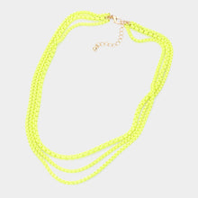 Load image into Gallery viewer, Yellow Colored Metal Chain Triple Layered Bib Necklace
