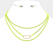 Load image into Gallery viewer, Yellow Open Metal Oval Accented Colored Chain Layered Necklace
