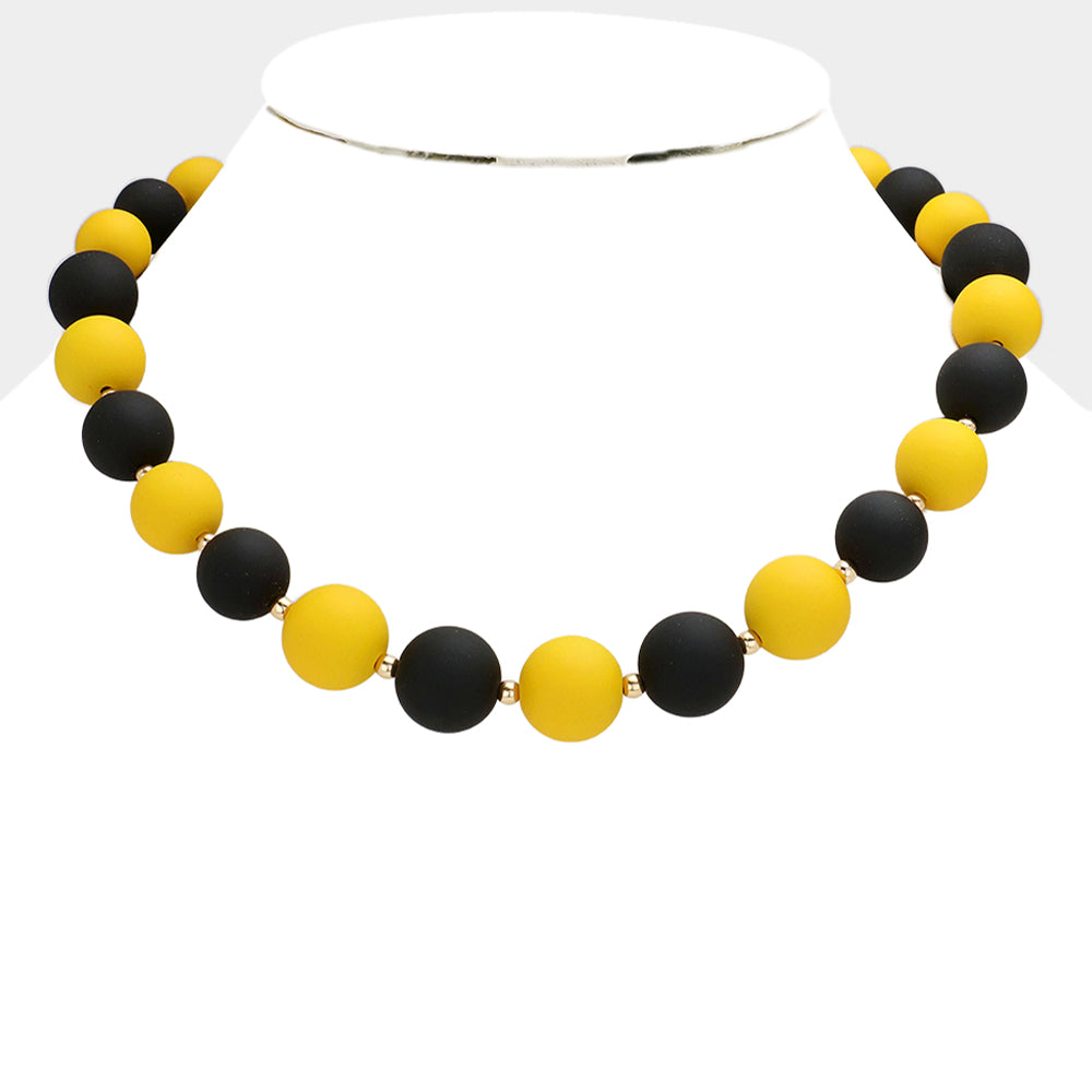 Yellow Game Day Beaded Necklace