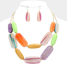 Load image into Gallery viewer, Marbled Beaded Double Layered Bib Necklace
