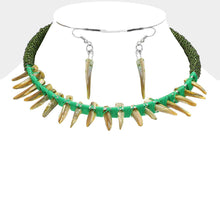 Load image into Gallery viewer, Green Abstract Collar Necklace
