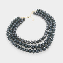 Load image into Gallery viewer, Black Triple Strand Beaded Bib Necklace
