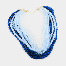 Load image into Gallery viewer, Multi Strand Faceted Round Lucite Beaded Bib Necklace
