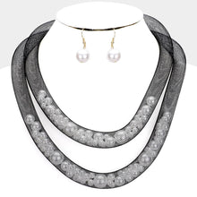 Load image into Gallery viewer, White Double Mesh Tube Pearl Collar Necklace
