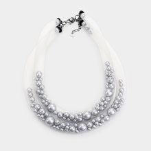 Load image into Gallery viewer, Gray Double Mesh Tube Pearl Collar Necklace

