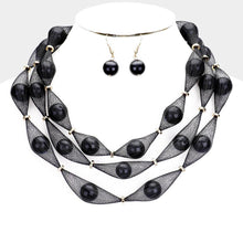 Load image into Gallery viewer, Gold Triple Mesh Tube Pearl Collar Necklace
