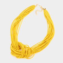 Load image into Gallery viewer, Yellow Seed Beaded Knot Necklace
