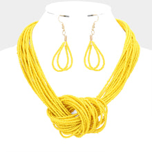 Load image into Gallery viewer, Yellow Seed Beaded Knot Necklace
