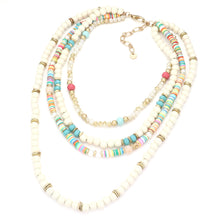 Load image into Gallery viewer, White Multi Layered Wood Heishi Beaded Bib Necklace
