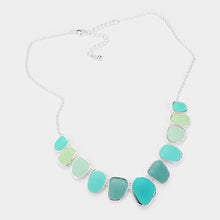 Load image into Gallery viewer, Silver Two Tone Sea Glass Pebble Collar Necklace
