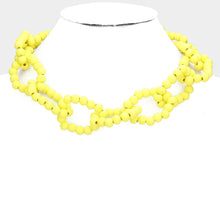 Load image into Gallery viewer, Yellow Wood Beaded Open Oval Link Necklace
