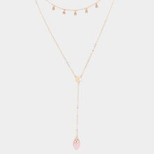 Load image into Gallery viewer, Rose Gold Layered Semi Precious Y Shaped Necklace
