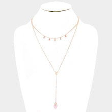 Load image into Gallery viewer, Rose Gold Layered Semi Precious Y Shaped Necklace
