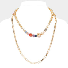 Load image into Gallery viewer, Pearl Multi Bead Accented Double Layered Bib Necklace
