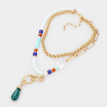 Load image into Gallery viewer, White Teardrop Accented Beaded Double Layered Necklace
