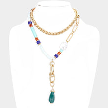 Load image into Gallery viewer, White Teardrop Accented Beaded Double Layered Necklace
