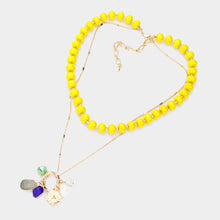 Load image into Gallery viewer, Yellow Natural Stone Shamballa Ball Ship Heel Pendant Double Layered Necklace
