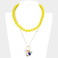 Load image into Gallery viewer, Yellow Natural Stone Shamballa Ball Ship Heel Pendant Double Layered Necklace
