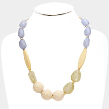 Load image into Gallery viewer, Blue Wood Resin Bead Bib Necklace
