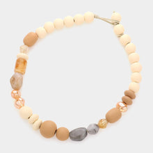 Load image into Gallery viewer, Marbled Bead Wood Ball Collar Toggle Necklace
