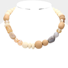 Load image into Gallery viewer, Marbled Bead Wood Ball Collar Toggle Necklace
