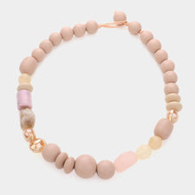 Load image into Gallery viewer, Pink Marbled Bead Wood Ball Collar Toggle Necklace
