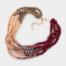 Load image into Gallery viewer, Wood Ball Faceted Beaded Multi Layered Necklace
