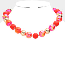 Load image into Gallery viewer, Red Chunky Glass Metal Ball Beaded Necklace
