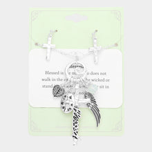 Load image into Gallery viewer, Silver Blessed Message Multi Charm Pendant Necklace
