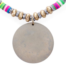Load image into Gallery viewer, Gray Round Wood Pendant disc Bead Necklace
