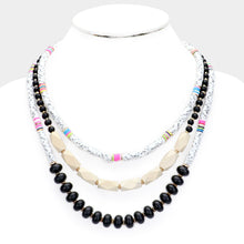 Load image into Gallery viewer, White Colorful Disc Bead Wood Layered Necklace
