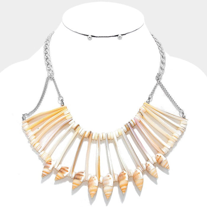 Shell bar bib necklace